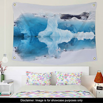Blue Iceberg Symmetrically Reflected In The Water Wall Art 66186871