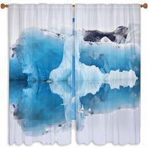Blue Iceberg Symmetrically Reflected In The Water Window Curtains 66186871