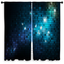 Blue Mosaic Background Window Curtains 26289618