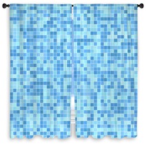 Blue Mosaic Tiles Window Curtains 25128558