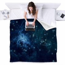 Blue Nebula Stars Background Blankets 60617527