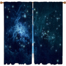 Blue Nebula Stars Background Window Curtains 60617527