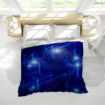 Blue Neon Futuristic Abstract Background Bedding 67427211