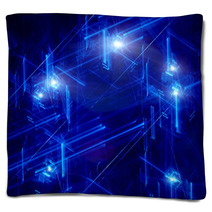 Blue Neon Futuristic Abstract Background Blankets 67427211