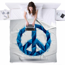 Blue Peace Geometric Icon Made In 3d Modern Style Blankets 68129872