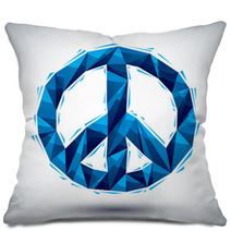 Blue Peace Geometric Icon Made In 3d Modern Style Pillows 68129872