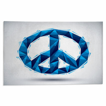 Blue Peace Geometric Icon Made In 3d Modern Style Rugs 68129872