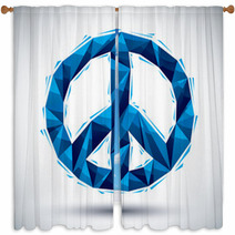 Blue Peace Geometric Icon Made In 3d Modern Style Window Curtains 68129872