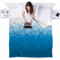 Blue Pixel Background Blankets 64645075