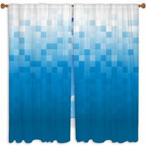Blue Pixel Background Window Curtains 64645075