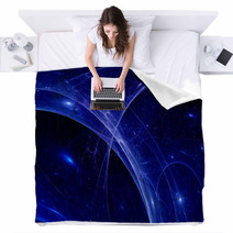 Blue Plasma Rays In Space, Abstract Background Blankets 68461325