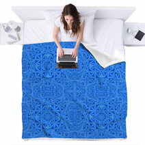 Blue Repeating Pattern Wallpaper Blankets 71357011