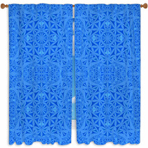 Blue Repeating Pattern Wallpaper Window Curtains 71357011