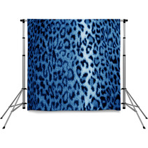 Blue Retro Leopard Animal Print Fur Pattern - Fabric Backdrops 63854511
