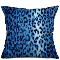 Blue Retro Leopard Animal Print Fur Pattern - Fabric Pillows 63854511