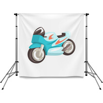 Blue Sportive Motorcycle Racing Related Objects Part Of Racer Attribute Illustration Set Backdrops 142319746