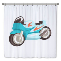 Blue Sportive Motorcycle Racing Related Objects Part Of Racer Attribute Illustration Set Bath Decor 142319746