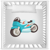 Blue Sportive Motorcycle Racing Related Objects Part Of Racer Attribute Illustration Set Nursery Decor 142319746