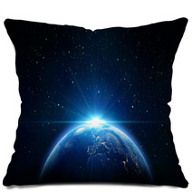 Blue Sunrise, View Of Earth From Space Pillows 56219271