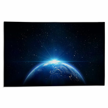 Blue Sunrise, View Of Earth From Space Rugs 56219271