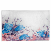 Blue Tulips With Mimosa, Spring Background Rugs 62934077