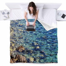 Blue Water Waves Texture Blankets 67023589