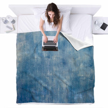 Blue Watercolor Grunge Texture Blankets 65699259