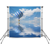 Blue-white Hot Air Balloon In The Sky Backdrops 9875084