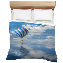 Blue-white Hot Air Balloon In The Sky Bedding 9875084
