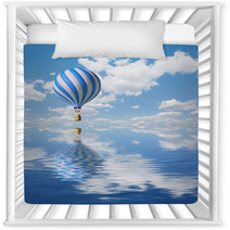 Blue-white Hot Air Balloon In The Sky Nursery Decor 9875084