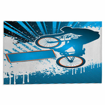 BMX Cyclist Poster Template Vector Rugs 31584008