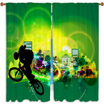 BMX Cyclist Window Curtains 45667717