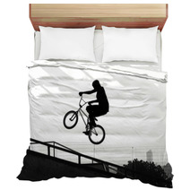 BMX - Girl Jumping With Bike Bedding 68487197