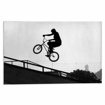 BMX - Girl Jumping With Bike Rugs 68487197