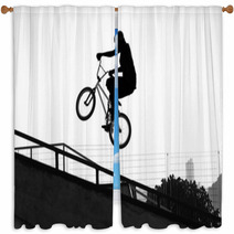 BMX - Girl Jumping With Bike Window Curtains 68487197