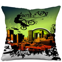 BMX In The Sky Over The City Pillows 11861088