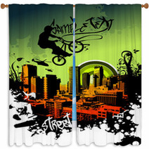 BMX In The Sky Over The City Window Curtains 11861088