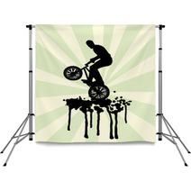 Bmx Jump On Splash In Black And Green Vector Illustration Backdrops 14972729