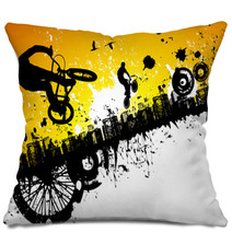 BMX Riders In A City Background Pillows 7441185