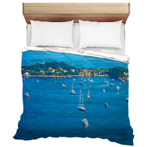 Boats In Nice City Bay Bedding 68251042