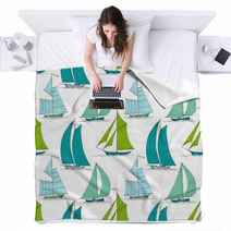 Boats On Water Seamless Pattern Marine Vector Blankets 66195042