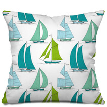 Boats On Water Seamless Pattern Marine Vector Pillows 66195042