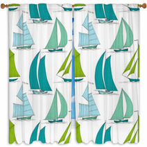 Boats On Water Seamless Pattern Marine Vector Window Curtains 66195042