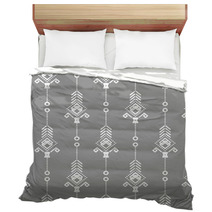 Boho Navajo Gray And White Pattern Bedding 137127357