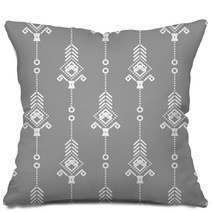 Boho Navajo Gray And White Pattern Pillows 137127357