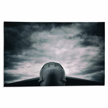 Bomber Big Military Aircraft Front The Frontal Side Dramatic Cloudy Sky Above Plane Rugs 123552588