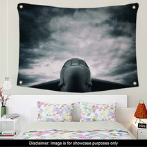 Bomber Big Military Aircraft Front The Frontal Side Dramatic Cloudy Sky Above Plane Wall Art 123552588