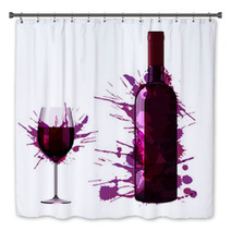 Bottle And Glass Of Wine Made Of Colorful Splashes Bath Decor 54616522