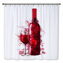 Bottle And Glass Of Wine Made Of Colorful Splashes Bath Decor 54786841