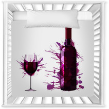 Bottle And Glass Of Wine Made Of Colorful Splashes Nursery Decor 54616522